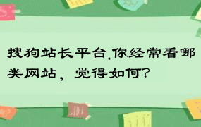 搜狗站长平台,你经常看哪类网站，觉得如何？