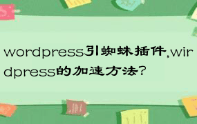 wordpress引蜘蛛插件,wirdpress的加速方法？