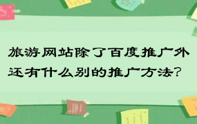 旅游网站除了百度推广外还有什么别的推广方法？