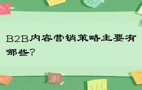 B2B内容营销策略主要有哪些？