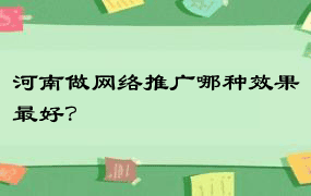 河南做网络推广哪种效果最好？