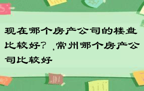 现在哪个房产公司的楼盘比较好？,常州哪个房产公司比较好