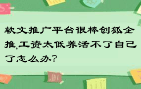 软文推广平台很棒创狐企推,工资太低养活不了自己了怎么办？