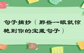 句子摘抄（那些一眼就惊艳到你的宝藏句子）