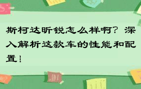 斯柯达昕锐怎么样啊？深入解析这款车的性能和配置！