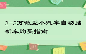 2-3万微型小汽车自动挡新车购买指南