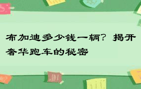 布加迪多少钱一辆？揭开奢华跑车的秘密