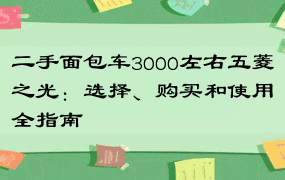 二手面包车3000左右五菱之光：选择、购买和使用全指南