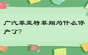 广汽菲亚特菲翔为什么停产了？