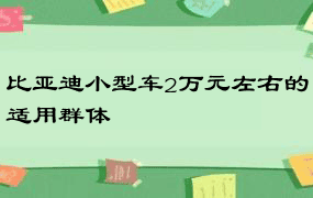 比亚迪小型车2万元左右的适用群体