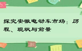 探究安徽电动车市场：历程、现状与前景