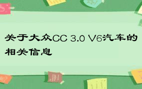 关于大众CC 3.0 V6汽车的相关信息