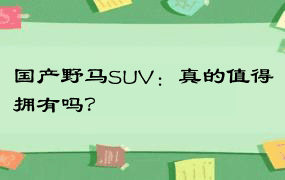 国产野马SUV：真的值得拥有吗？