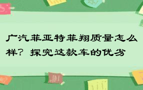 广汽菲亚特菲翔质量怎么样？探究这款车的优劣