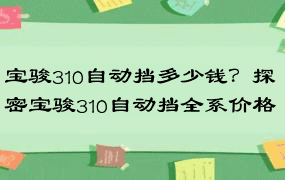 宝骏310自动挡多少钱？探密宝骏310自动挡全系价格