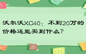 沃尔沃XC40：不到20万的价格还能买到什么？