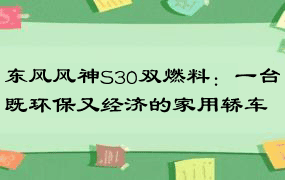 东风风神S30双燃料：一台既环保又经济的家用轿车