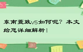 东南菱致v5如何呢？本文给您详细解析！