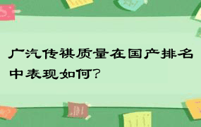 广汽传祺质量在国产排名中表现如何？