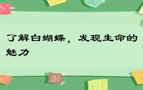 了解白蝴蝶，发现生命的魅力