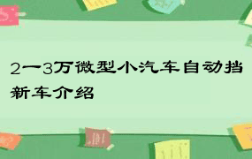 2一3万微型小汽车自动挡新车介绍