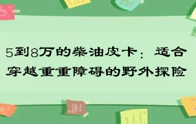 5到8万的柴油皮卡：适合穿越重重障碍的野外探险