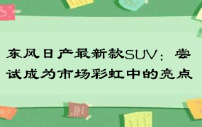 东风日产最新款SUV：尝试成为市场彩虹中的亮点