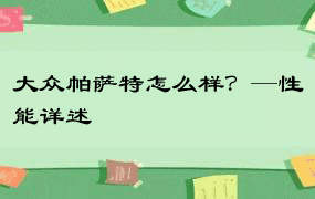 大众帕萨特怎么样？—性能详述