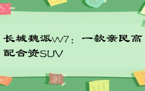 长城魏派vv7：一款亲民高配合资SUV