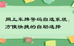 网上车牌号码自选系统：方便快捷的自助选择