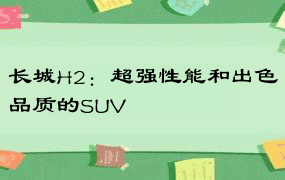 长城H2：超强性能和出色品质的SUV