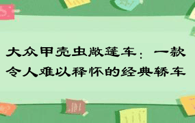 大众甲壳虫敞篷车：一款令人难以释怀的经典轿车