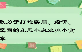 致力于打造实用、经济、坚固的东风小康双排小货车