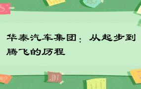 华泰汽车集团：从起步到腾飞的历程