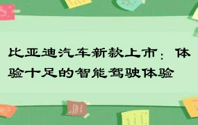 比亚迪汽车新款上市：体验十足的智能驾驶体验