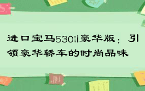 进口宝马530li豪华版：引领豪华轿车的时尚品味