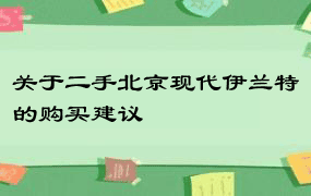 关于二手北京现代伊兰特的购买建议