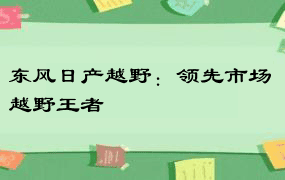 东风日产越野：领先市场 越野王者