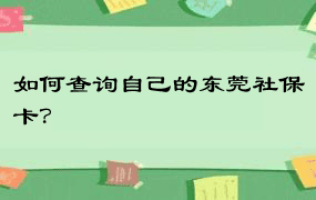 如何查询自己的东莞社保卡？