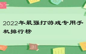 2022年最强打游戏专用手机排行榜