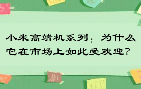 小米高端机系列：为什么它在市场上如此受欢迎？