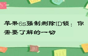 苹果6s强制删除ID锁：你需要了解的一切