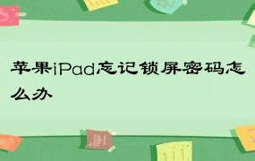 苹果iPad忘记锁屏密码怎么办