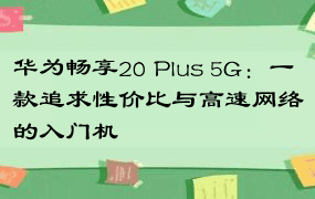 华为畅享20 Plus 5G：一款追求性价比与高速网络的入门机