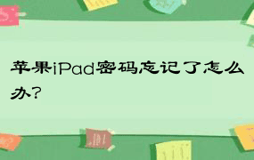 苹果iPad密码忘记了怎么办？