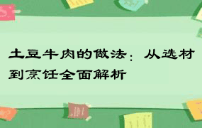 土豆牛肉的做法：从选材到烹饪全面解析