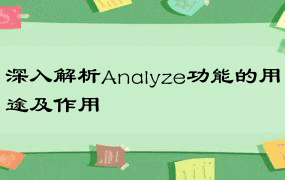 深入解析Analyze功能的用途及作用