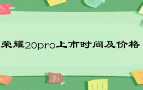 荣耀20pro上市时间及价格