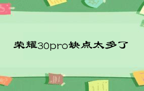 荣耀30pro缺点太多了