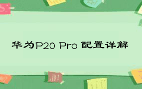 华为P20 Pro 配置详解